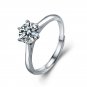 Wedding Simple Six Claw Moissanite CZ 25 Sterling Silver Adjustable Ring