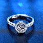 Casual Round Moissanite CZ Border 925 Sterling Silver Adjustable Ring