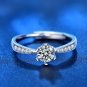 Office Six Claw Moissanite CZ Simple Silver Adjustable Promise Ring