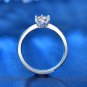 Office Six Claw Moissanite CZ Simple Silver Adjustable Promise Ring
