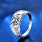 Classic Six Claw Moissanite CZ Square Silver Adjustable Promise Ring