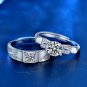 Holiday Moissanite CZ Christmas Tree Silver Adjustable Couple Ring