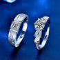 Holiday Moissanite CZ Christmas Tree Silver Adjustable Couple Ring
