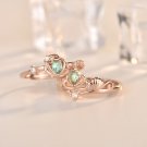 Women Blue Oval CZ Crown 925 Sterling Silver Adjustable Stacker Ring