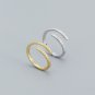 Simple Duo Stagger CZ 925 Sterling Silver Adjustable Ring