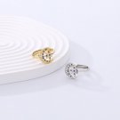 Masculine Shining CZ Star Crescent Moon 925 Sterling Silver Adjustable Ring