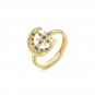 Masculine Shining CZ Star Crescent Moon 925 Sterling Silver Adjustable Ring