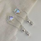 Lady Shining Transparent Heart 925 Sterling Silver Adjustable Chain Ring