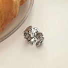 Vintage Graffiti Christmas Gingerbread Man Letters Silver Adjustable Ring