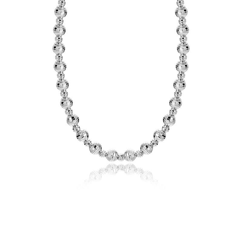 Men's Shining Graduated Laser Cut Sparkle Beads 925 Sterling Silver Necklace