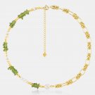 Women Irregular Natural Olivine Baroque Pearls Knots Silver Necklace