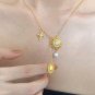 Shining CZ Sun Tassels Cross Shell Pearl 925 Sterling Silver Necklace
