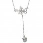 Hot Double CZ Butterflies Flying Shell Pearl Tassles Silver Necklace