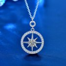 Classic Moissanite CZ Octopus Star Circle Border Silver Necklace