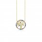 Colorful CZ Hollow Life Tree Round 925 Sterling Silver Necklace