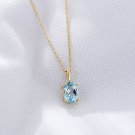 Women Oval Natural Blue Topaz 925 Sterling Silver Necklace