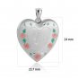 Red Flowers Green Leaves Branch Heart Silver Locket Necklace Pendant