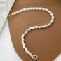 Irregular Oval Shell Pearls Geometry Cubic 925 Sterling Silver Bracelet