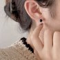 Lady Round Black Agate 925 Sterling Silver Hoop Earrings