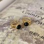 Lady Round Black Agate 925 Sterling Silver Hoop Earrings