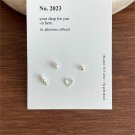 Girl 4pcs Round Shell Pearl Hearts Beads 925 Sterling Silver Stud Earrings Set