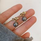 Women Round Grey Shell Pearls Knot 925 Sterling Silver Dangling Earrings Women Round Grey Shell Pearls Knot 925 Sterling Silver Dangling Earrings