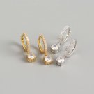Fashion Round Cubic Zirconia 925 Sterling Silver Hoop Earrings