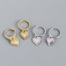 Women CZ Heart Love 925 Sterling Silver Hoop Earrings