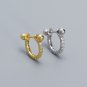 Modern CZ Circle 925 Sterling Silver Hoop Earring (Single)