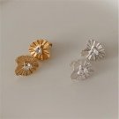 Party Heart CZ Folding Leaf 925 Sterling Silver Stud Earrings