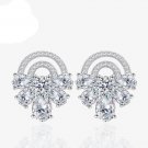 Women CZ Semicircle Bow-Knot 925 Sterling Silver Stud Earrings