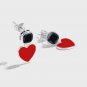DIY Epoxy Color Colorful Heart CZ 925 Sterling Silver Dangling Earrings