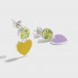 DIY Epoxy Color Colorful Heart CZ 925 Sterling Silver Dangling Earrings