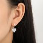 Black CZ Colorful Irregular Border Silver Leverback Dangling Earrings