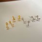 Silver Four-Pointed Star CZ Screw Earrings Star Earrings Small Ear Gold Big