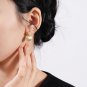 Simple Matting Gold CZ Cross Round Ball 925 Sterling Silver Stud Earrings