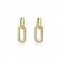 Elegant Geometry CZ Oval Hollow Silver Leverback Dangling Earrings