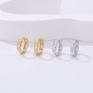 Women CZ Rhomboid Pattern Small 925 Sterling Silver Hoop Earrings