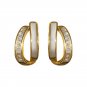 Office Double Layers White CZ Epoxy Circles Silver Hoop Earrings
