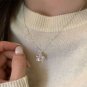 Sweet Pink CZ Star Flower 925 Sterling Silver Necklace