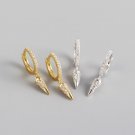 Modern Micro Setting CZ Geometric Cone Silver Drop Dangling Earrings