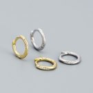 Minimalism CZ Lines Geometry 925 Sterling Silver Hoop Earrings