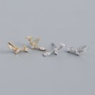 Hot Simple CZ Geometry Bat Wings 925 Sterling Silver Stud Earrings