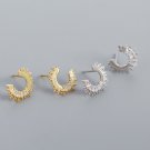 Party Irregular C Shape CZ Sunshine 925 Sterling Silver Stud Earrings