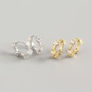 Lady Round CZ Geometry 925 Sterling Silver Hoop Earrings