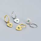 Fashion Green CZ Devil Eye Hearts 925 Sterling Silver Drop Dangling Earrings