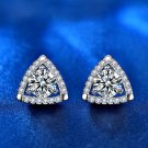Geometry Simple Moissanite CZ Triangle 925 Sterling Silver Stud Earrings