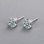 Minimalism Simple Four Claw Round CZ 925 Sterling Silver Stud Earrings