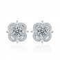 Classic Lucky Moissanite CZ Four Leaf Clover 925 Sterling Silver Stud Earrings