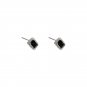 Elegant Black CZ Baguette Geometry 925 Sterling Silver Stud Earrings